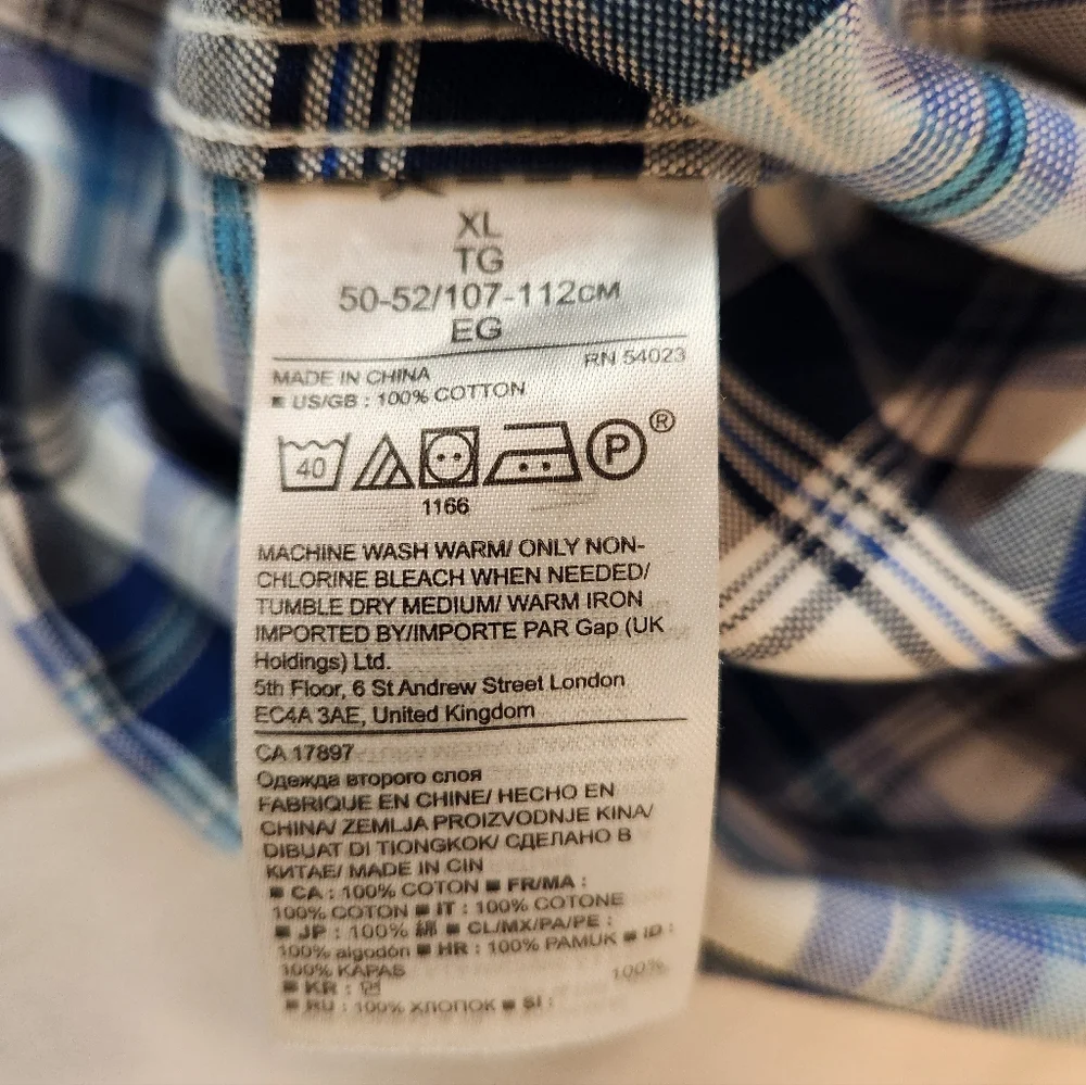 NEW Banana Republic Men's Blue Plaid Flannel Oxford Shirt Size XL Classic Preppy